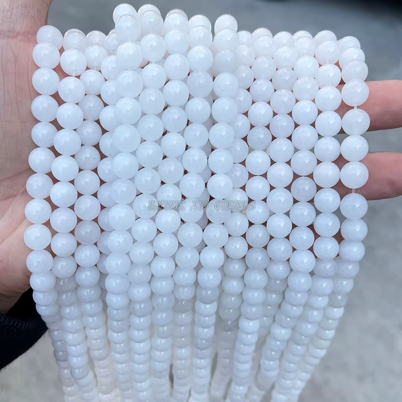 Perles de Calcédoine Bleu de Mer Naturelle, Pierres Rondes de 6, 8, 10mm, Taille au Choix, pour Bijo