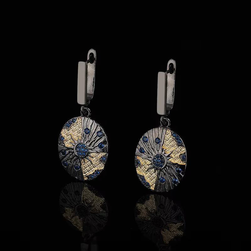 Bijoux en or noir de haute qualité, cadeau d'anniversaire, mode étoile lune Zircon, boucles d'oreill