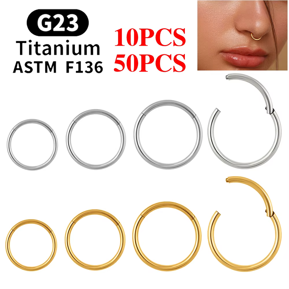 10/50 pièces ASTM F136 titane nez anneau articulé Clicker Segment Septum cerceau femmes hommes oreil