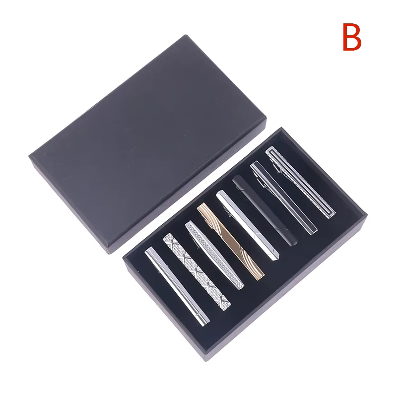 Ensemble de clips en métal exquis pour homme avec boîte-cadeau, cadeau d'invité de mariage, bijoux d