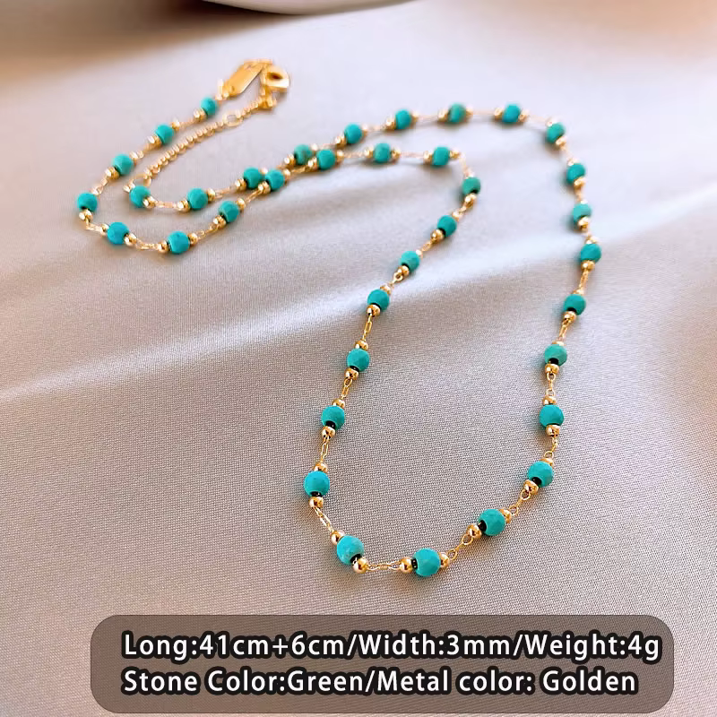 Chaîne de clavicule en perles vertes rétro, couleur or, nouveau Design à la mode, bijoux pour l'été,