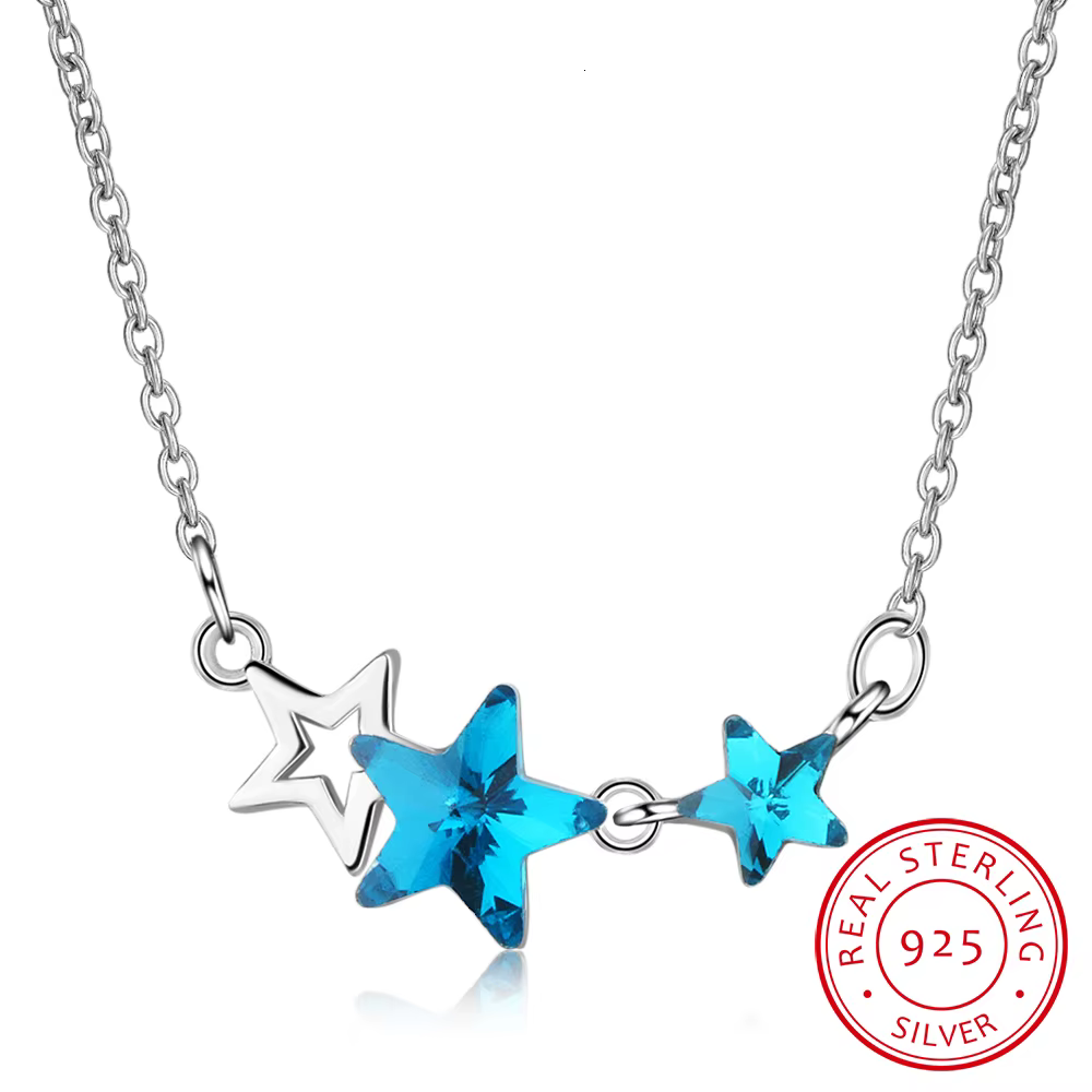 Collier pendentif étoile brillante en argent regardé 925 pour femmes et filles, breloque cubique, bi