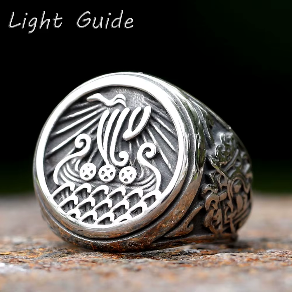 Bague de bateau Warrior Odin en acier inoxydable, nouveau Design, amulette, bijoux Punk à la mode, b