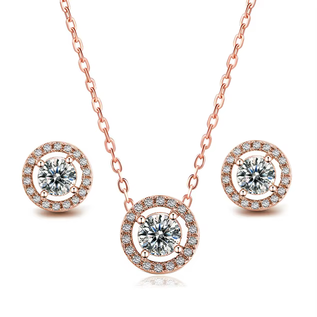 Ensemble de bijoux classiques pour femmes, 2 pièces, rond, Micro mosaïque, zircone cubique, fête de 