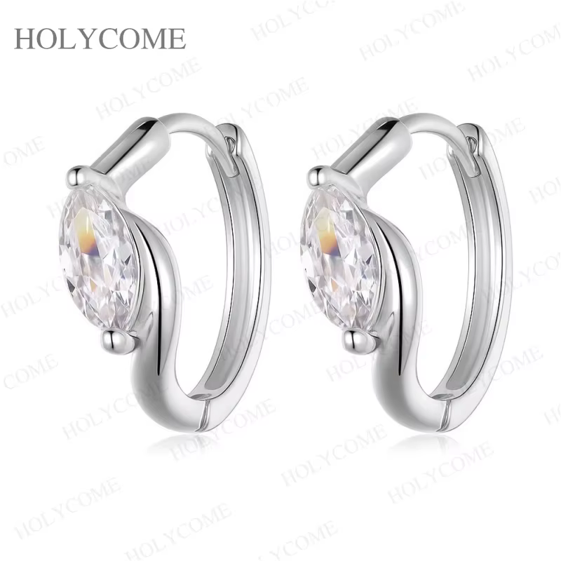 Boucles d'oreilles créoles en moissanite pour femme, en argent sterling S925, bijoux élégants et pol