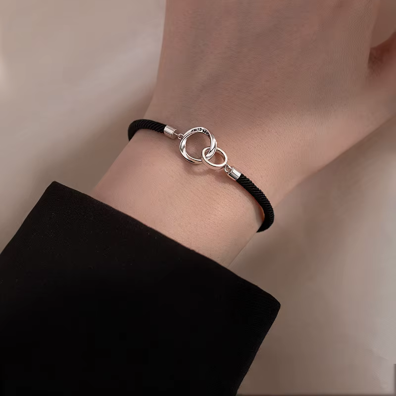 Bracelet de Couple Mobius français en argent Sterling 925, "je t'aime", à la mode, pour femmes et ho