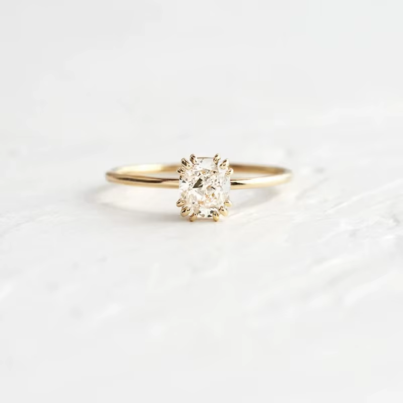 ROGHTS-Bague de Fiançailles en Argent Sterling 925 avec Pierres Précieuses Géométriques, Bijoux Élég