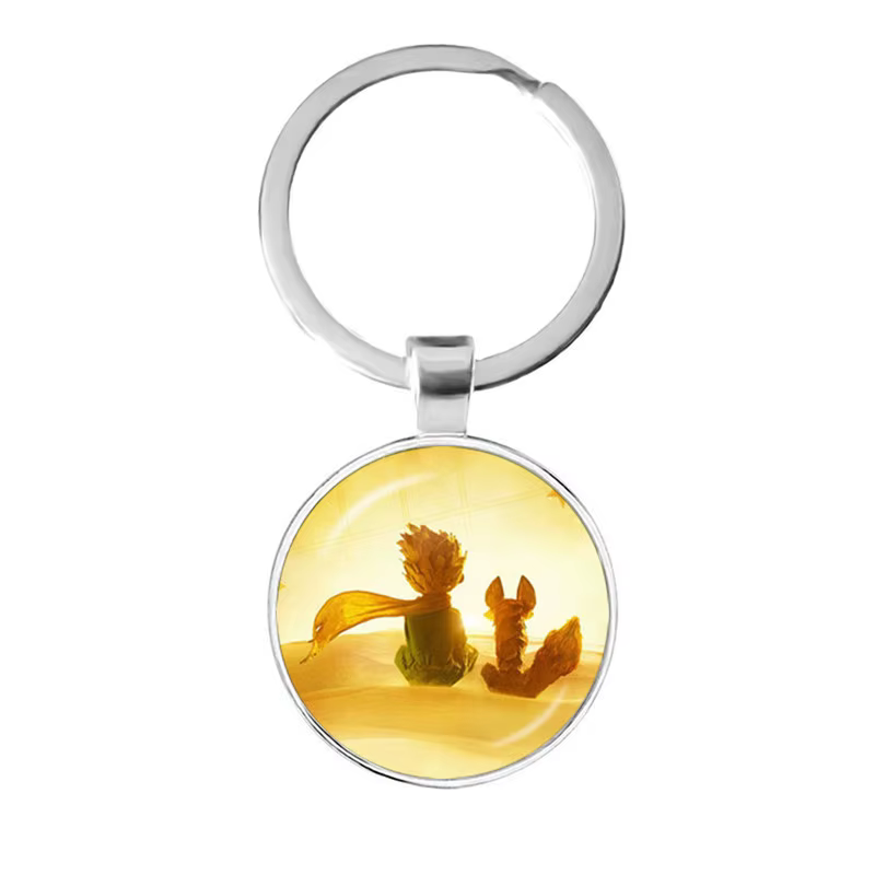 Porte-clés avec pendentif en verre cabochon, logo Le Petit Prince et la Rose, cadeau de bijoux, Ne s