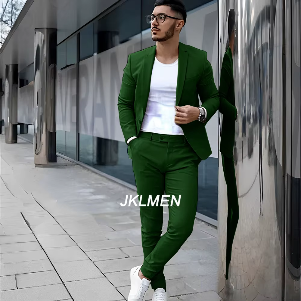 Costume 2 pièces gris pour hommes, veste d'été décontractée, pantalon formel, smoking de mariage, vê