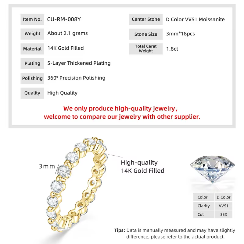 Lnkry – bague de fiançailles en moissanite pour femmes, alliance en or 14 carats, bijoux fins avec c