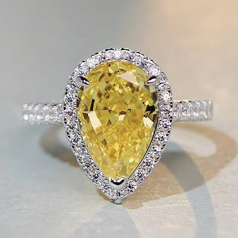Bague en argent Sterling 925 pour femmes, magnifique bague goutte d'eau en Zircon de couleur rose, f