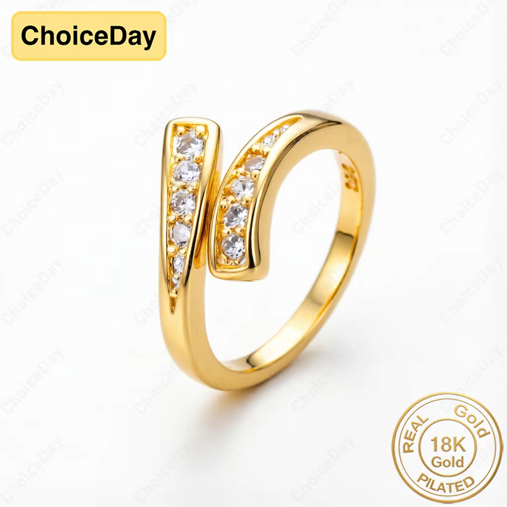 Superbe bague en zircon plaqué or 18 carats à ouverture croisée, accessoires de bijoux élégants pour