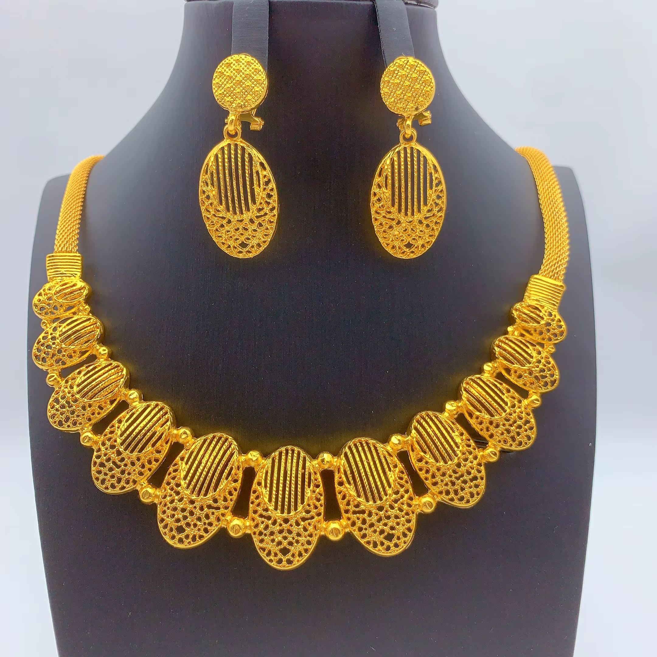Ensemble de bijoux pour femmes, collier et boucles d'oreilles plaqués or, brésilien, indien, africai