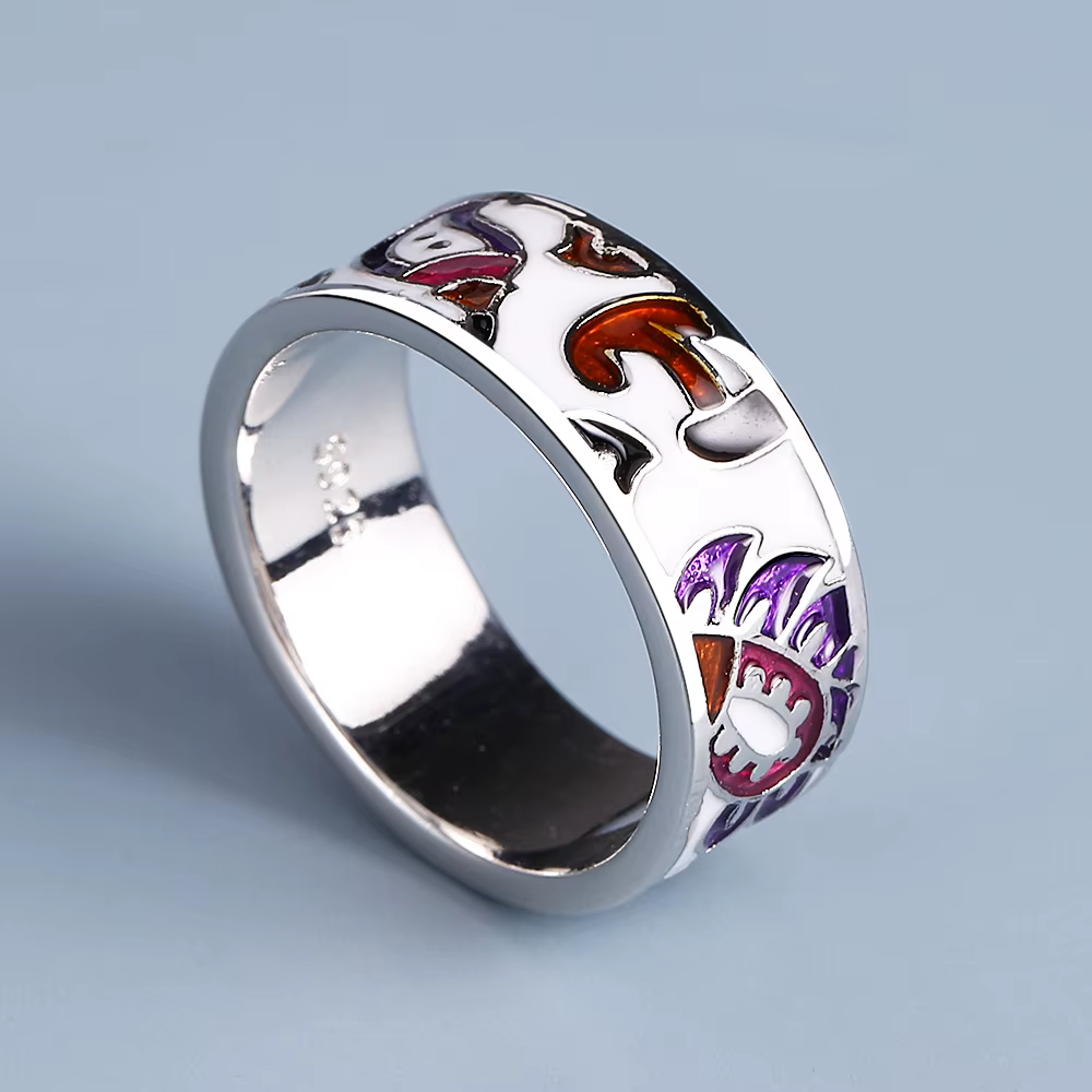 Bague de fiançailles exquise pour femme, bijoux en émail faits à la main, papier irrégulier, dégouli