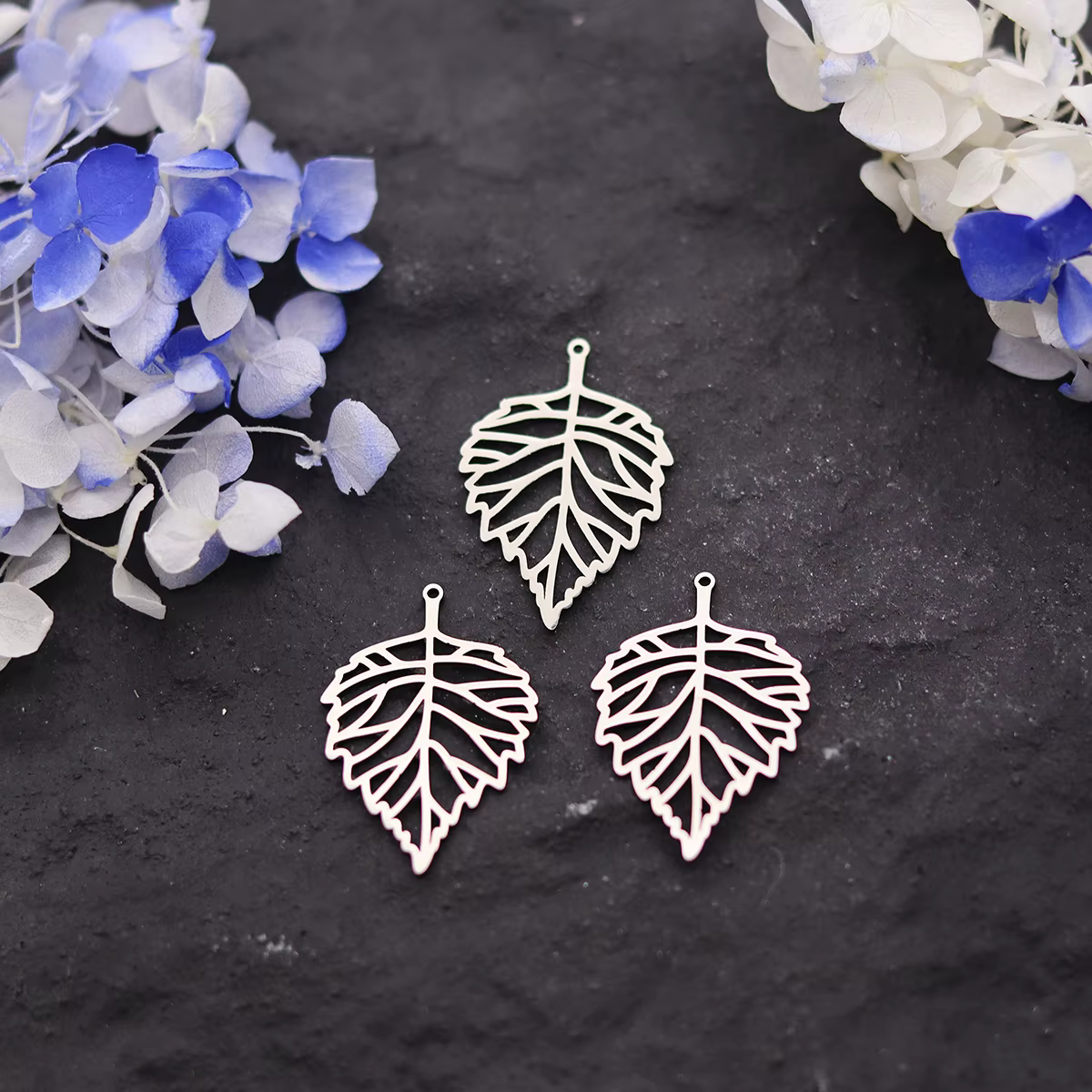 Breloques en acier inoxydable, 3 pièces, pour la fabrication de bijoux, accessoires, pendentif feuil