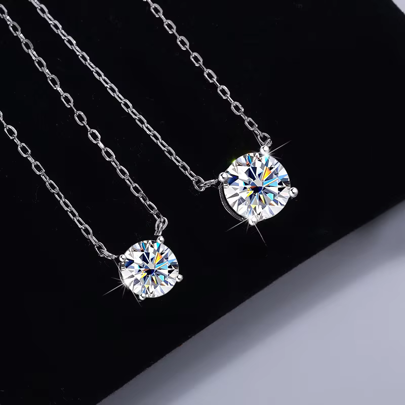 Moissanite Dia 6.5mm 0.5-5CT femme pendentif argent collier pour femmes chaînes fête mariée bijoux f