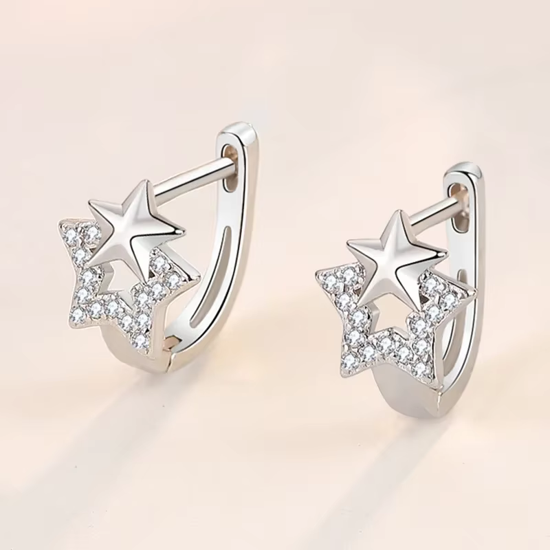 Boucles d'oreilles Vintage en argent Sterling 925, étoile en Zircon, faites à la main, accessoires d