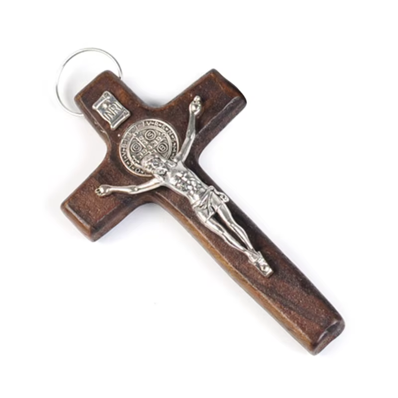 Croix en bois faite à la main jésus Crucifix décoration murale bijoux colliers religieux pendentif f