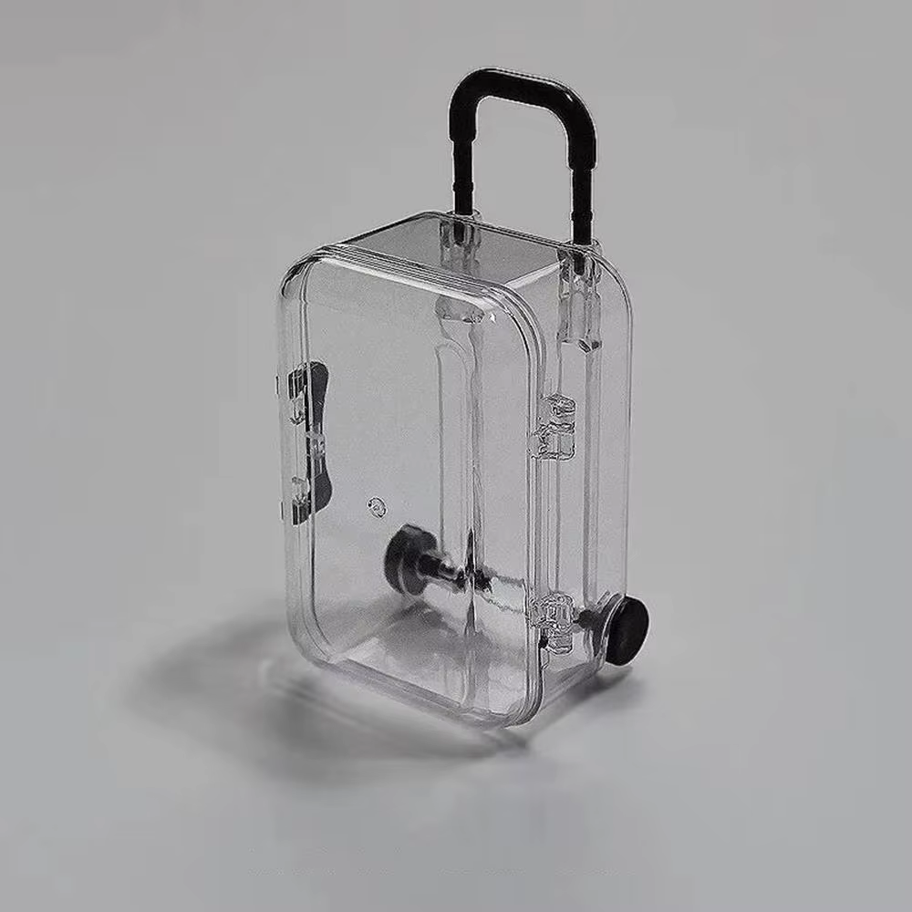 Mini valise à roulettes transparente, mallette de rangement pour bijoux, boîte à bonbons de mariage,