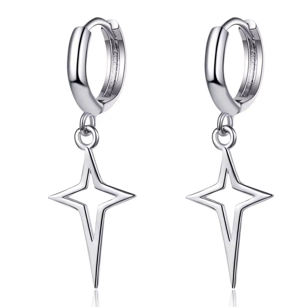 Boucles d'oreilles étoile exquises en argent Sterling 925/noir, accessoires de bijoux pour femmes, à