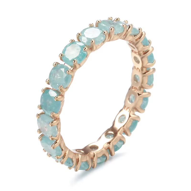 Wbmqda-Bague en pierre narmulticolore pour femme, bijoux en or rose, rose, bleu, vert, naturel, Zcom