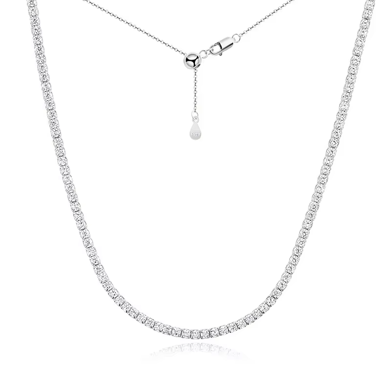 Smyoue chacun 2mm tout Zircon/moissanite collier de Tennis pour femmes homme chaîne ras du cou régla