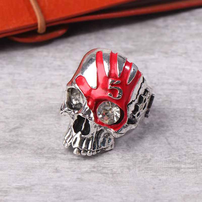 Bague crâne de poinçon de mort à cinq doigts, bijoux gothiques épais Vintage, bague délicate pour ho