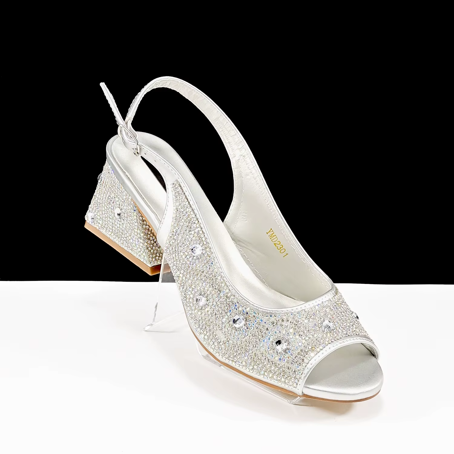 Ensemble de chaussures et de sacs à talons hauts pour femmes, Peep Parker, Strass colorés, Élégant, 