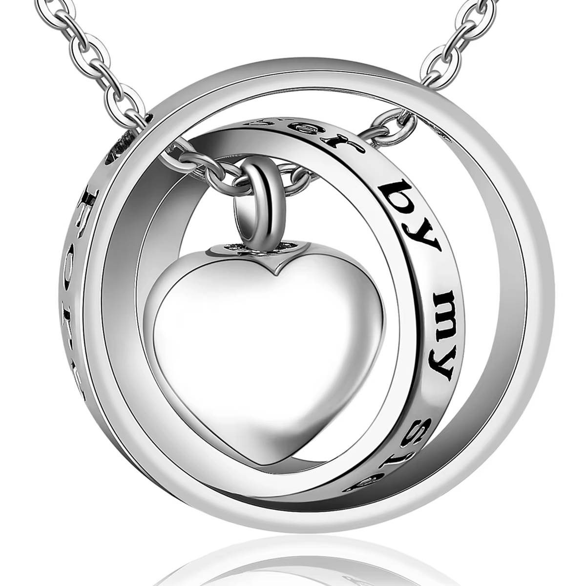 Pas plus longtemps par mon côté, pour toujours dans mon cœur, bijoux de crémation, collier d'urne en