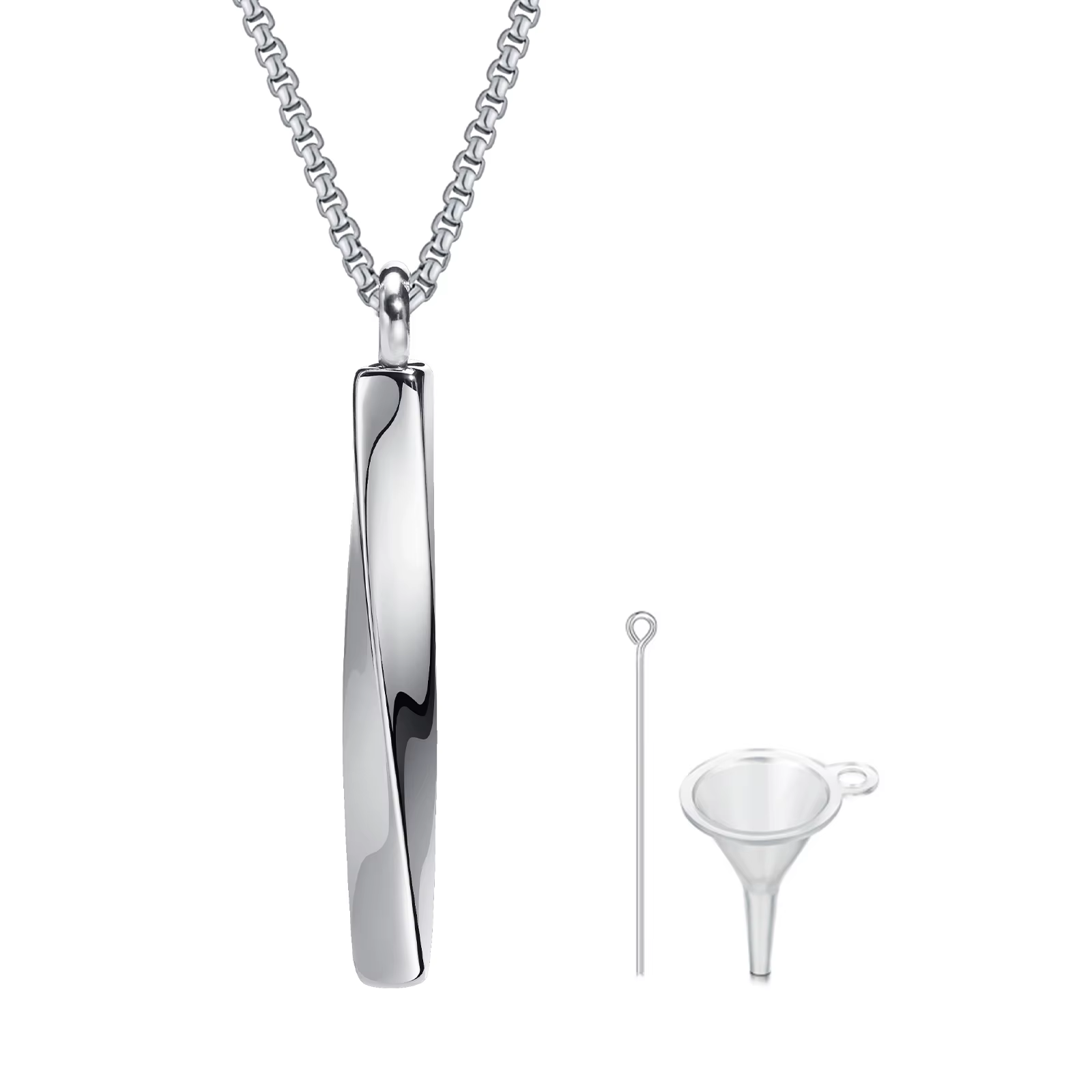 Mobius – colliers élégants pour hommes, collier à pendentif en acier inoxydable torsadé Vertical, bi