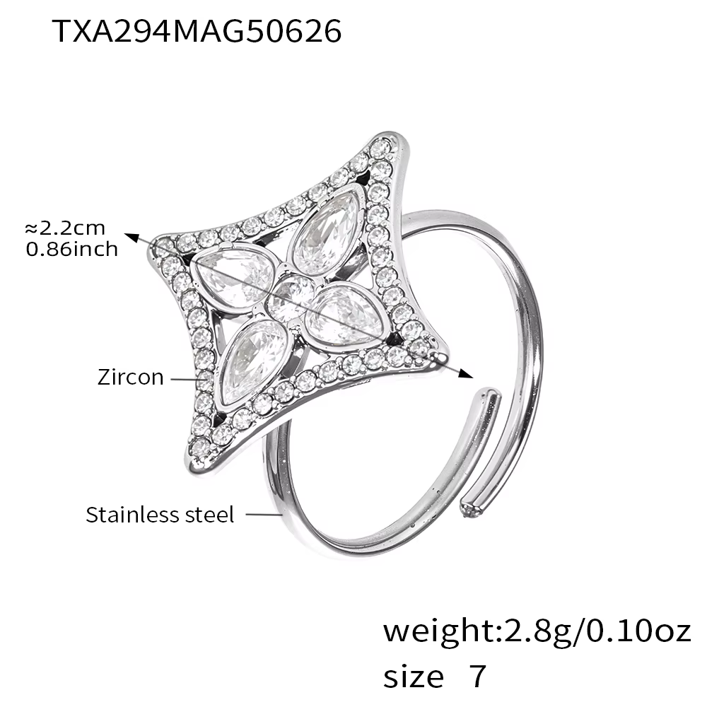Liora brillant Zircon fleur en acier inoxydable goutte pendentif chaîne colliers bagues Bracelet pou