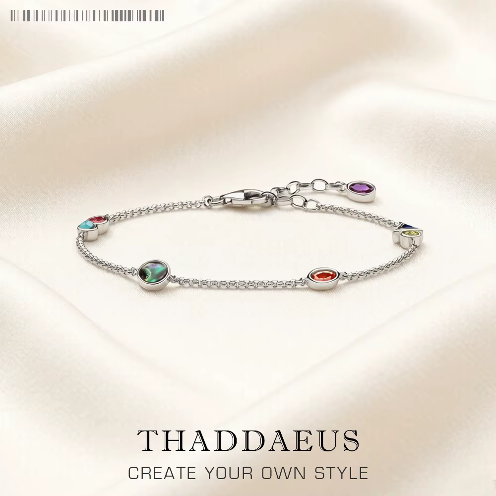 Bracelet pierres colorées chaîne à maillons ludiques en argent Sterling 925 bijoux naturels paradisq