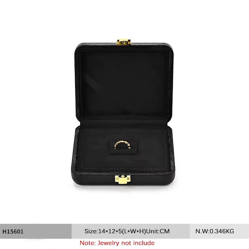 Ciyye boîte à bijoux de luxe haut de gamme en cuir noir bague collier boucle d'oreille bijoux boîte 