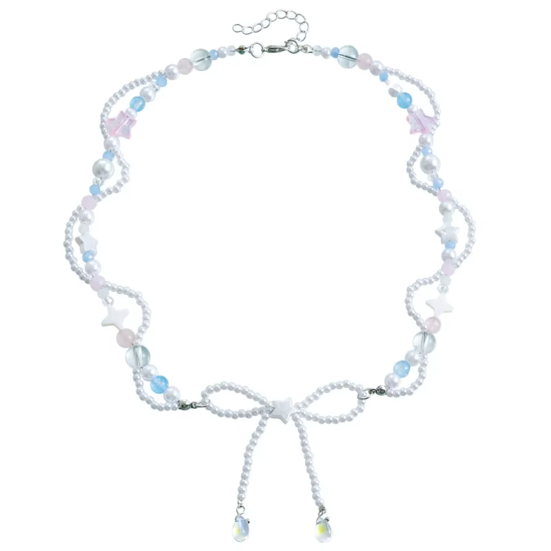 Chaîne clavicule en perles délicates, magnifique collier perles en forme d'étoile avec pendentif à n