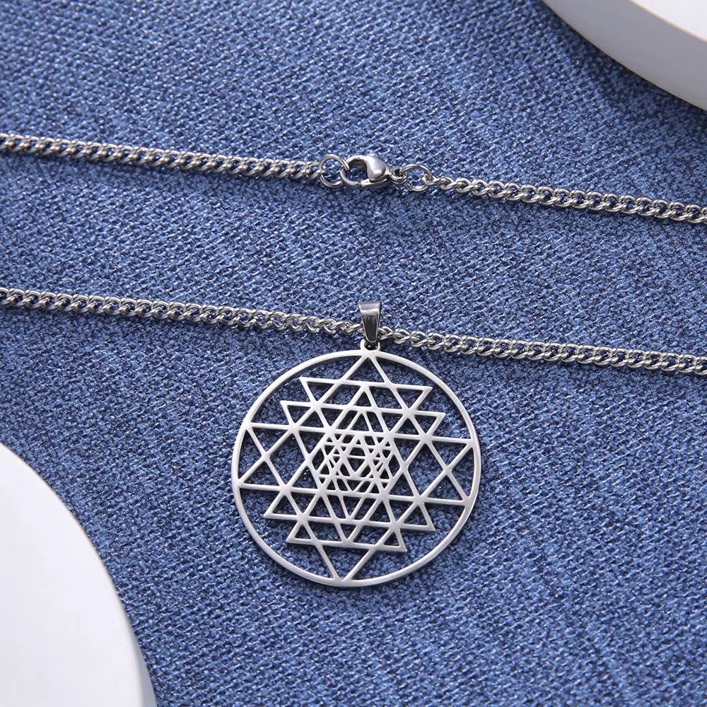 Sri Yantra – collier de Yoga en acier inoxydable, Chakra Shri, symbole de la méditation indienne, am