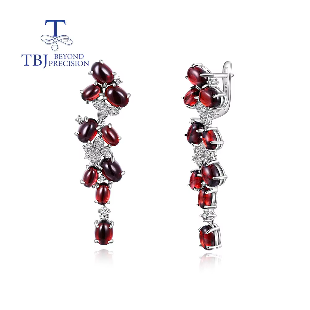 Boucles d'oreilles longues en grenat naturel de luxe 2026, bijoux haut de gamme pour femmes, pour an