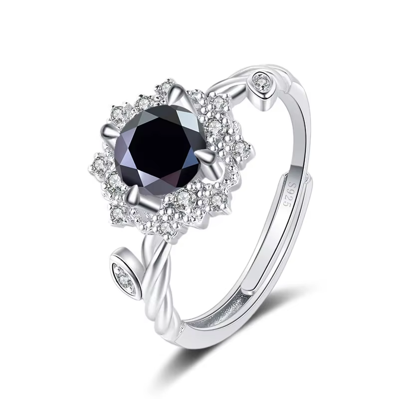 PomerceJelly-Bague Moissanite Taille Brillante pour Femme, Bague Agment Dimensions, Argent Sterling 