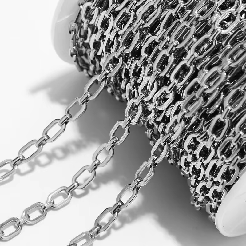 Chaîne à maillons carrés en acier inoxydable, 1M, sans décoloration, pour bricolage, collier, Bracel