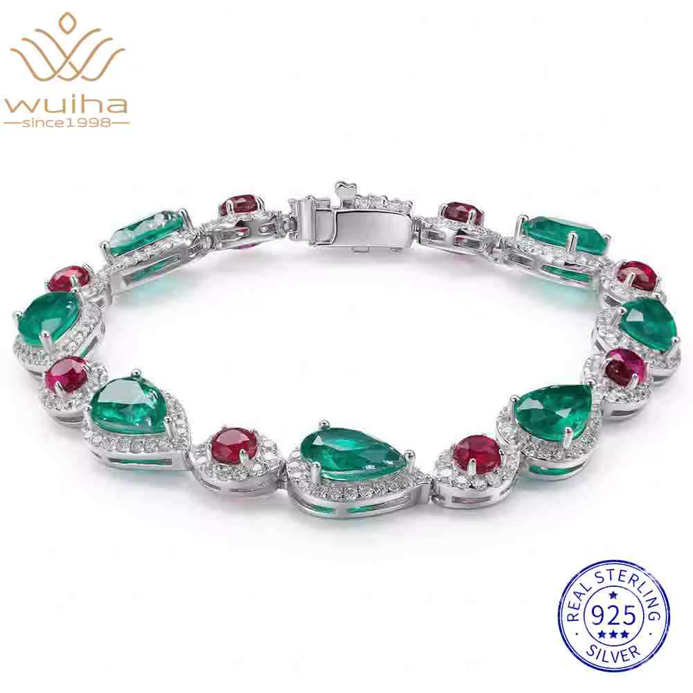 WUIHA 925 argent Sterling laboratoire saphir émeraude rubis haute teneur en carbone diamant pierres 