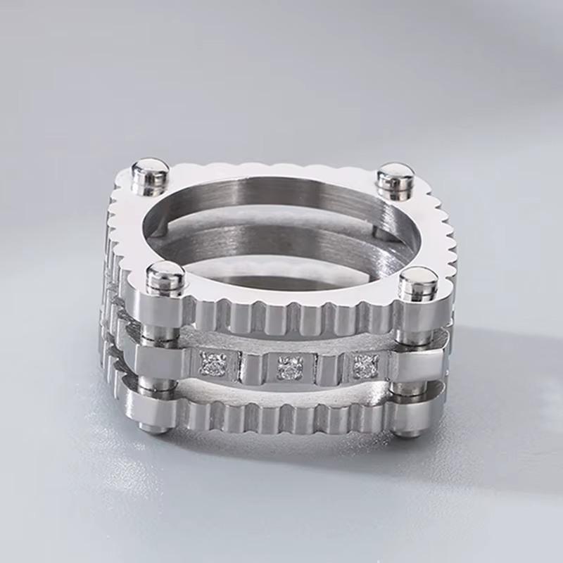 Bague en Pierre Irrégulière Kalen pour Hommes, Bijoux Hip Hop en Acier Inoxydable Doré, Bagues Carré