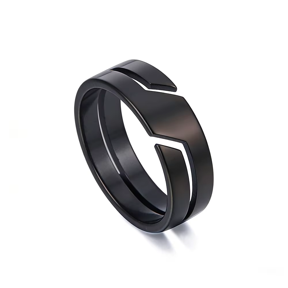 Bague en acier inoxydable pour homme et femme, noire, minimaliste, décontractée, bagues pour doigts,