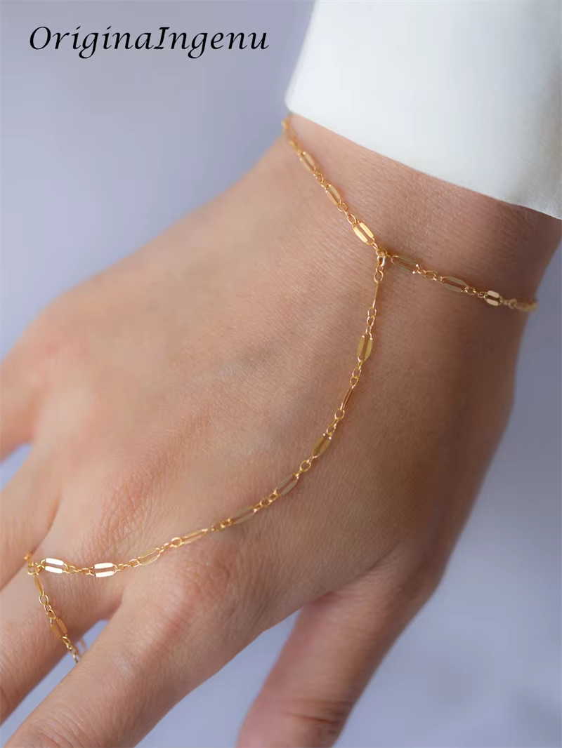 Bracelet chaîne à main rempli d'or 14 carats, minimaliste, bijoux délicats, résistant au ternissemen