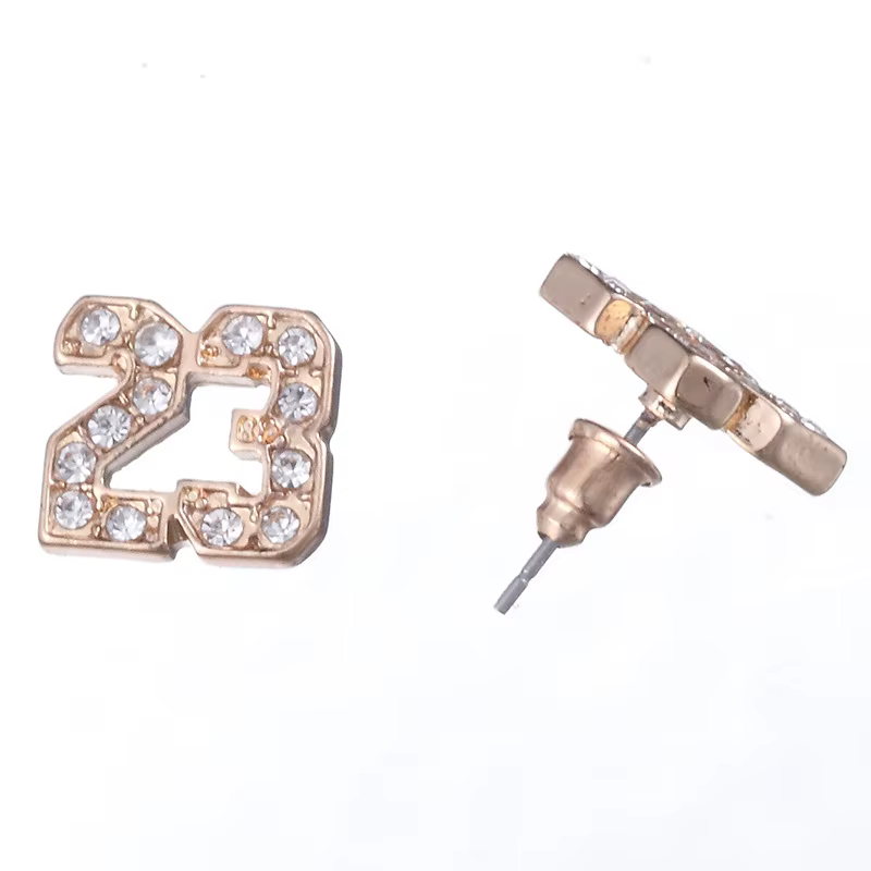 Boucles d'oreilles à breloques en cristal pour femmes, bijoux à la mode, 23 basket-ball Air Michael,