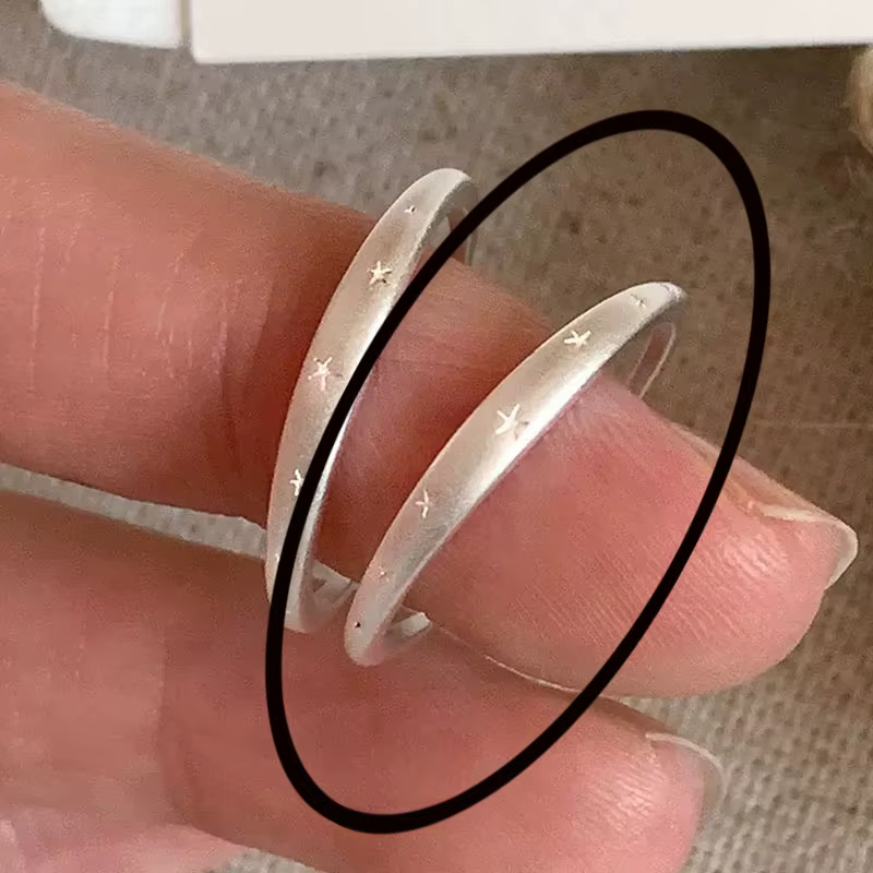 Bagues en argent sterling 925 pour femmes, couple, minimalistes, étroites, étoiles scintillantes, bi