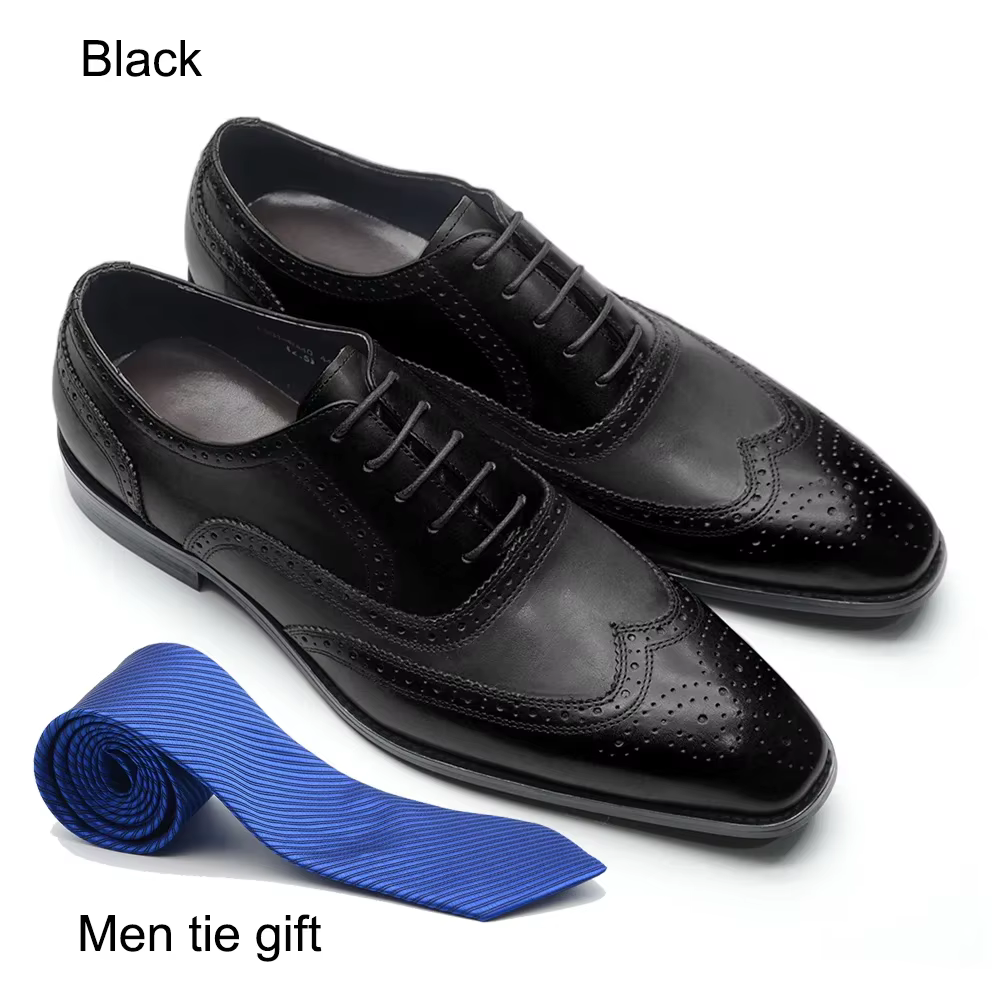 Créateur de mode en cuir véritable hommes Oxford robe de mariée chaussures bout d'aile bout pointu m
