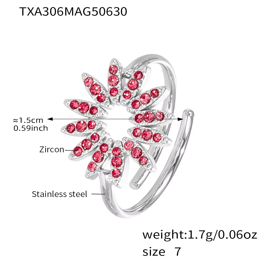 Grande roue de luxe en Zircon pour femmes, collier, Bracelet, bague, pendentif fleur, chaîne plaquée