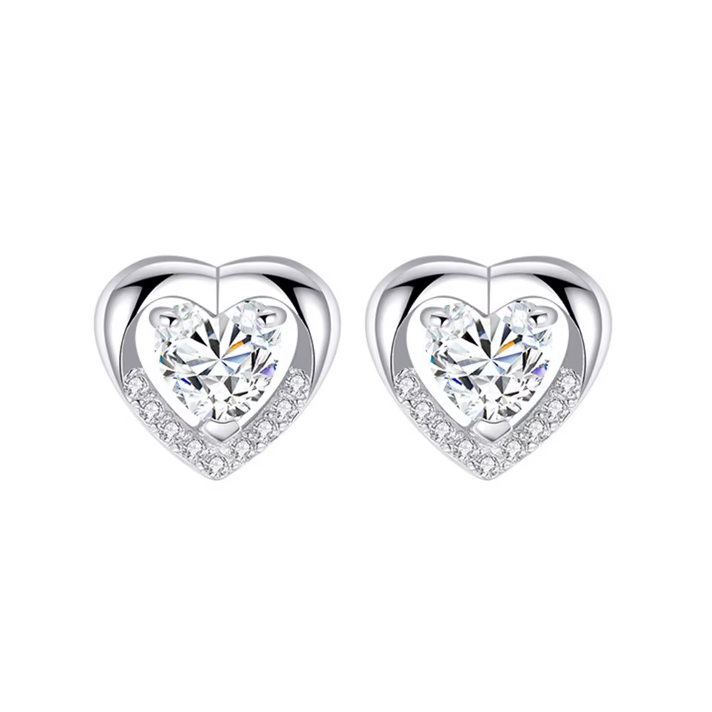 Boucles d'oreilles en argent Sterling 925 pour femmes, bijoux à la mode avec cœur éternel en Zircon,