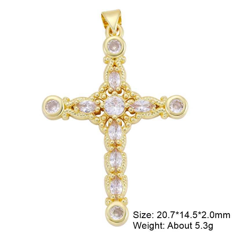 Juya – breloques créatives croix chrétienne en plaqué or véritable 18K pour Talisman fait à la main,
