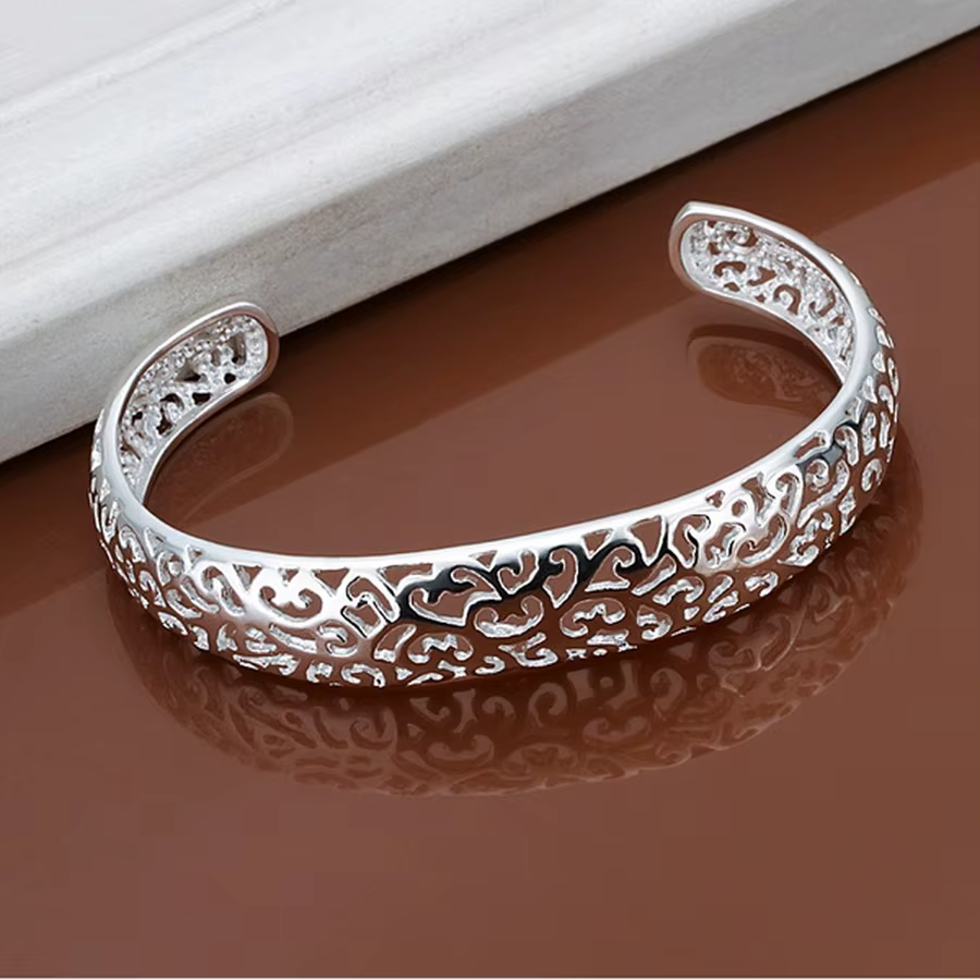Bracelet ouvert en argent Sterling 925 pour femmes et filles, mignon, cadeau préféré, breloque rétro