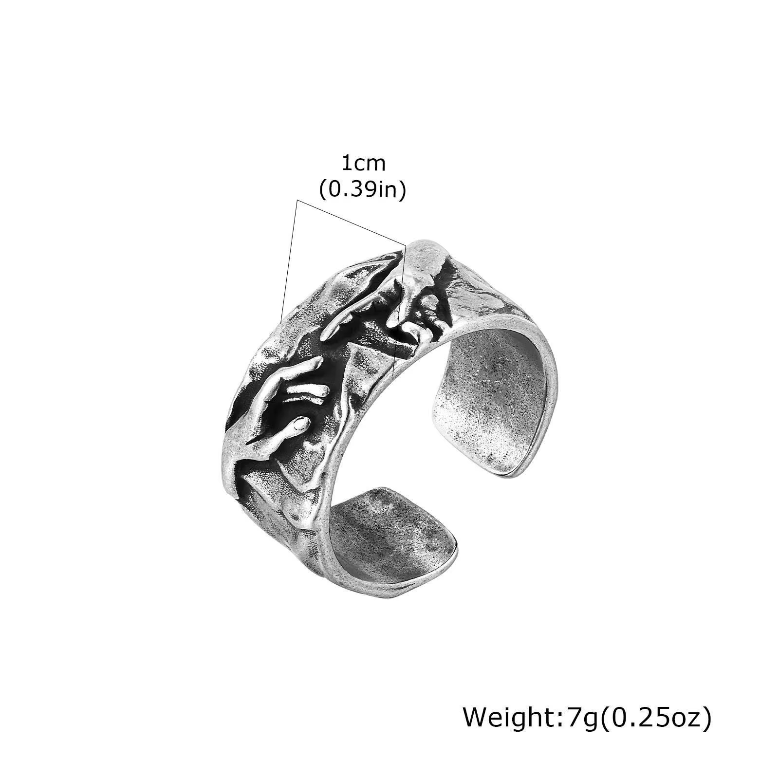 Vnox – bague d'ouverture à la main pour hommes, 10mm de large, épaisse, Vintage, rétro, couleur gris